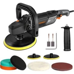 ENGINDOT Gener PPGJ01A Polisseuse Pour Voiture, 1500 W, à Six Vitesses Variables, 600-3000 RPM, écran LCD, Tampon Remplaçable, 150 Mm, 180 Mm, Interrupteur De Verrouillage, Poignée Amovible - PPGJ01A