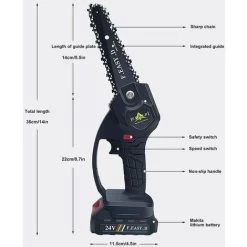 Mini Scie à Chaîne électrique 24V 12.7CM, Mini Tronçonneuse à Main électrique Avec 1 Batteries, 1 Charge -Outils Électriques 78949987 3