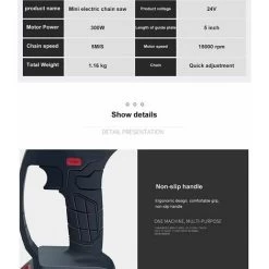 Mini Scie à Chaîne électrique 24V 12.7CM, Mini Tronçonneuse à Main électrique Avec 1 Batteries, 1 Charge -Outils Électriques 78949987 4