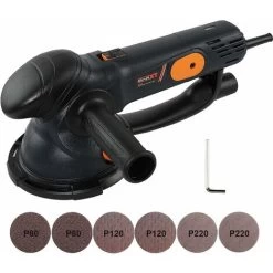 Polisseuse Orbitale électrique Aléatoire Avec Plateau De Support De 150 Mm Deux Modes Pour Le Ponçage Grossier Et Le Ponçage Fin, Ponçage Du Bois/métal/mur - 8 Pièces Incluses