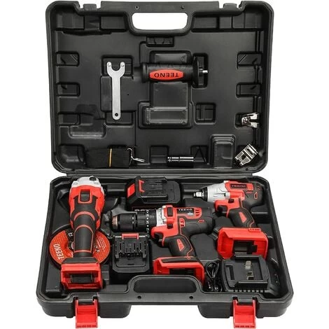 (Clé à Chocs Sans Fil Brushless+Perceuse A Percussion +Meuleuse D'angle Brushless)Pack 3 Outils TEENO 20V 2Batteries 3Ah 3 (Clé à Chocs Sans Fil Brushless+Perceuse A Percussion +Meuleuse D'angle Brushless)Pack 3 Outils TEENO 20V 2Batteries 3Ah