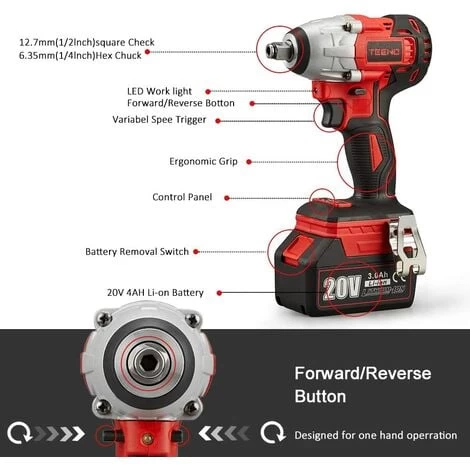 (Clé à Chocs Sans Fil Brushless+Perceuse A Percussion +Meuleuse D'angle Brushless)Pack 3 Outils TEENO 20V 2Batteries 3Ah 4 (Clé à Chocs Sans Fil Brushless+Perceuse A Percussion +Meuleuse D'angle Brushless)Pack 3 Outils TEENO 20V 2Batteries 3Ah – Image 2
