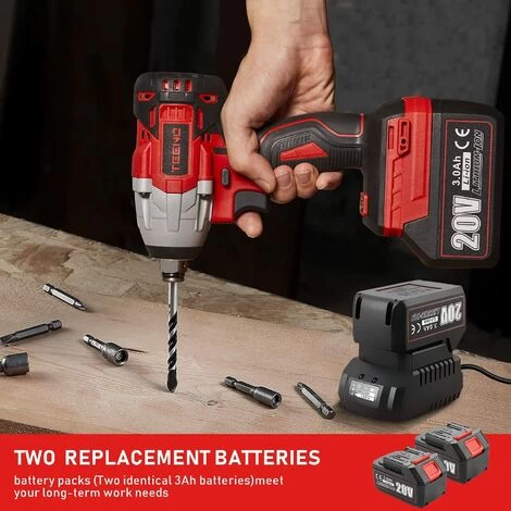(Clé à Chocs Sans Fil Brushless+Perceuse A Percussion +Meuleuse D'angle Brushless)Pack 3 Outils TEENO 20V 2Batteries 3Ah 7 (Clé à Chocs Sans Fil Brushless+Perceuse A Percussion +Meuleuse D'angle Brushless)Pack 3 Outils TEENO 20V 2Batteries 3Ah – Image 5