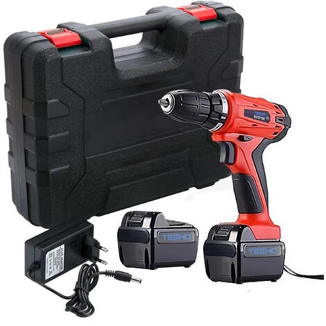 Perceuse Visseuse Sans Fil 18v+ 2 Batteries Lithium + 52 Accessoires - Rouge 4 Perceuse Visseuse Sans Fil 18v+ 2 Batteries Lithium + 52 Accessoires - Rouge – Image 2