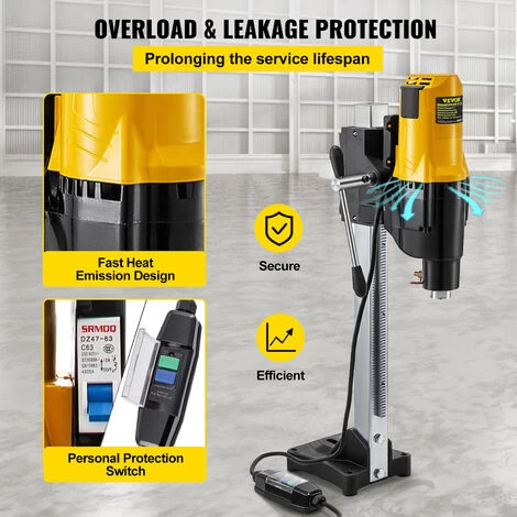 VEVOR Carotteuse Foreuse Diamant 4450 W 230V/50HZ Carotteuse Beton Arme 0-580tr/min Perceuse Industrielle Professionnel Forage Max 255mm, Pour Le Forage Du Beton Arme De La Brique Rouge Et Marbre 7 VEVOR Carotteuse Foreuse Diamant 4450 W 230V/50HZ Carotteuse Beton Arme 0-580tr/min Perceuse Industrielle Professionnel Forage Max 255mm, Pour Le Forage Du Beton Arme De La Brique Rouge Et Marbre – Image 5