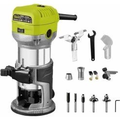 Dewinner à Bois Défonceuse Affleureuse électrique 710W 13000-33000RPM, 6 Vitesses Variables, 3 Pinces De 1/4" 6mm &8mm, Profession Plastifieuse Avec Accessoires