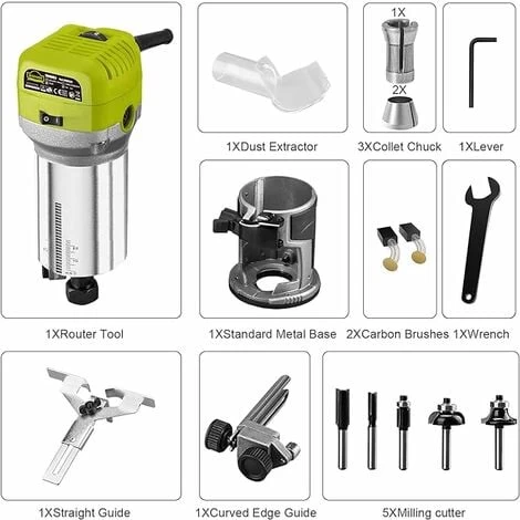 Dewinner à Bois Défonceuse Affleureuse électrique 710W 13000-33000RPM, 6 Vitesses Variables, 3 Pinces De 1/4" 6mm &8mm, Profession Plastifieuse Avec Accessoires 5 Dewinner à Bois Défonceuse Affleureuse électrique 710W 13000-33000RPM, 6 Vitesses Variables, 3 Pinces De 1/4" 6mm &8mm, Profession Plastifieuse Avec Accessoires – Image 3