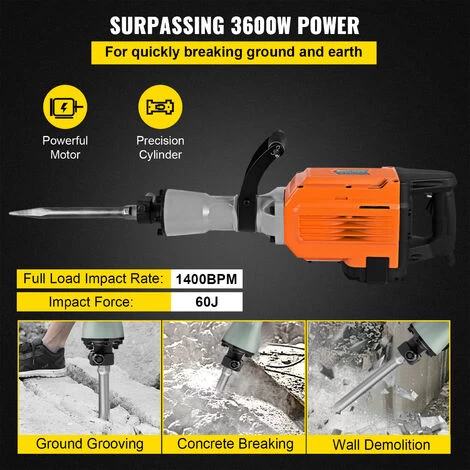 VEVOR Marteau De Demolition 3600W Marteau Piqueur Electrique Resistance De 95mm 7 VEVOR Marteau De Demolition 3600W Marteau Piqueur Electrique Resistance De 95mm – Image 5