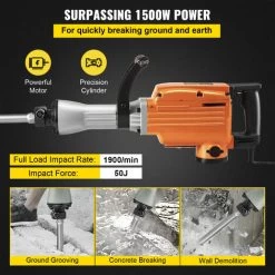 Piqueur Demolition Machine 1500w 50 Joules Acier Marteau Avec 2 Burins Marteau -Outils Électriques 86893665 4