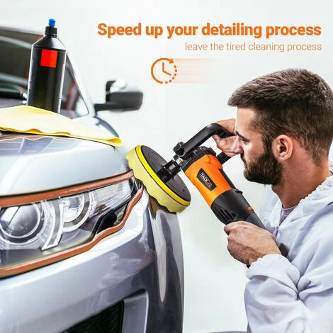 TACKLIFE Polisseuse, 1200W Machine à Polir Les Voitures, 1500-3500RPM, 6 Vitesse Variable, Plaque Remplaçable De 180 Mm, Poignée En D, Convient Au Polissage Des Voitures, Bateaux, Meubles - PPGJ05A 4 TACKLIFE Polisseuse, 1200W Machine à Polir Les Voitures, 1500-3500RPM, 6 Vitesse Variable, Plaque Remplaçable De 180 Mm, Poignée En D, Convient Au Polissage Des Voitures, Bateaux, Meubles - PPGJ05A – Image 2