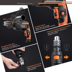 TACKLIFE Perceuse à Percussion, Perceuse à Fil 850W 3000RPM Avec 15 Forets Set, Vitesse Variable, Mode Marteau Et 2 Fonctions En 1, Adaptée Au Bois, Acier, Béton-PID03B 10 TACKLIFE Perceuse à Percussion, Perceuse à Fil 850W 3000RPM Avec 15 Forets Set, Vitesse Variable, Mode Marteau Et 2 Fonctions En 1, Adaptée Au Bois, Acier, Béton-PID03B -Outils Électriques 87563722 4