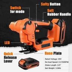 Scie Sauteuse Sans Fil 18V TACKLIFE, 6 Lames, 2 Modes De Coupe, 0-2700 RPM, Chargeur Rapide, Lumière LED Intégrée - TLJS02D -Outils Électriques 87563725 4