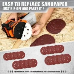 20 Pcs Ponceuse Excentrique 450W TACKLIFE, 13000 RPM, Système De Dépoussiérage, Ponceuse Orbitale à Vitesse Variable - PRS03A -Outils Électriques 87563951 4