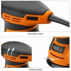 TACKLIFE Ponceuse Excentrique, Ponceuse Rotative Électrique 350W 13000 OPM, 6 Vitesses Variables, Équipé D’Une Boîte à Poussière, 12pcs Disque De Ponçage, Ponceuse Pour Le Ponçage Du Bois PRS01A -Outils Électriques 88566672 3