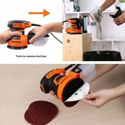 TACKLIFE Ponceuse Excentrique, Ponceuse Rotative Électrique 350W 13000 OPM, 6 Vitesses Variables, Équipé D’Une Boîte à Poussière, 12pcs Disque De Ponçage, Ponceuse Pour Le Ponçage Du Bois PRS01A -Outils Électriques 88566672 4