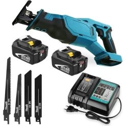 Scie Alternative à Batterie Sans Fil BL1850 18 V Pour Batterie De Scie Alternative Makita 18 V Avec 4 Lames De Scie Variables, Adaptée Au Bois, Au Métal Et à L’aluminium (2 X 5,5 Ah Batterie Li-Ion Et