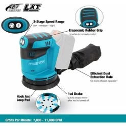 Ponceuse à Orbite Aléatoire Sans Fil, Ponceuse électrique Aléatoire Compatible Avec La Batterie Makita 18V, Avec 125mm 4Pcs Sandpapers1X 3.0Ah Batteries Et Chargeur, Pour Le Bois, Le Polissage, Le Pon -Outils Électriques 88687634 2