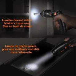 31 Pcs Tournevis Sans Fil Rechargeable TACKLIFE, 3.6 V, 4Nm Max, Réglage Du Couple 6+1, Lumière LED Avant Et Arrière - SDH13DC -Outils Électriques 88959167 3