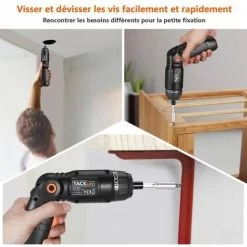 31 Pcs Tournevis Sans Fil Rechargeable TACKLIFE, 3.6 V, 4Nm Max, Réglage Du Couple 6+1, Lumière LED Avant Et Arrière - SDH13DC -Outils Électriques 88959167 4
