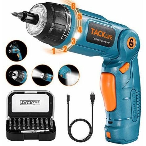 31 Pcs Tournevis 3.6 V Sans Fil TACKLIFE, Li-ion 2000 MAh, 1-4 N.m, 6 Couples Réglages, Tournevis Electrique Rechargeable - SDH13DCB 3 31 Pcs Tournevis 3.6 V Sans Fil TACKLIFE, Li-ion 2000 MAh, 1-4 N.m, 6 Couples Réglages, Tournevis Electrique Rechargeable - SDH13DCB
