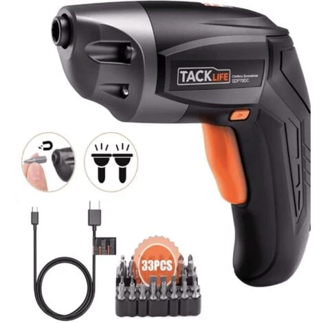 TACKLIFE Tournevis Sans Fil, Tournevis électrique Rechargeable 3,6 Volts 2000 MAh Batterie Lithium-ion Avec 33 Embouts De Vis Gratuits, Chargement USB Avec Deux LED, SDP70DC 3 TACKLIFE Tournevis Sans Fil, Tournevis électrique Rechargeable 3,6 Volts 2000 MAh Batterie Lithium-ion Avec 33 Embouts De Vis Gratuits, Chargement USB Avec Deux LED, SDP70DC