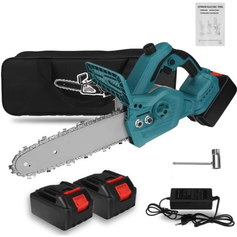 Tronconneuse à Batterie Scie à Chaine à Batterie élagueuse Sans Fil 10''18V Scie à Chaine Scie à Buche électrique 2 Batteries 4 Tronconneuse à Batterie Scie à Chaine à Batterie élagueuse Sans Fil 10''18V Scie à Chaine Scie à Buche électrique 2 Batteries – Image 2