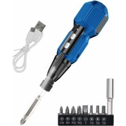Tournevis Electrique Sans Fil, Tournevis Electrique Rechargeable USB 3,6 V 900 MAh, Lampe De Travail LED, 9 Embouts Magnétiques Et Porte-Embout 1/4