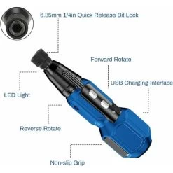 Tournevis Electrique Sans Fil, Tournevis Electrique Rechargeable USB 3,6 V 900 MAh, Lampe De Travail LED, 9 Embouts Magnétiques Et Porte-Embout 1/4 -Outils Électriques 92294563 3