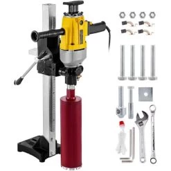 VEVOR Carotteuse A Diamant Diametre 160 Mm, Perceuse Au Diamant 1980 W A Eau, Carotteuse A Beton, Appareil De Forage Diamant Guidage Et Base En Aluminium, Foreuse Au Diamant Usage Double