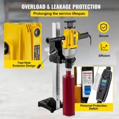 VEVOR Carotteuse A Diamant Diametre 160 Mm, Perceuse Au Diamant 1980 W A Eau, Carotteuse A Beton, Appareil De Forage Diamant Guidage Et Base En Aluminium, Foreuse Au Diamant Usage Double -Outils Électriques 92384808 5
