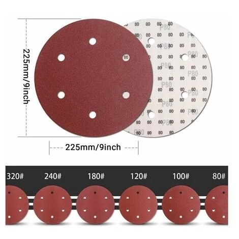 9-Inch/225mm 30PCS Disques De Ponçage à 6 Trous Pour Ponceuse De Cloison Sèche - ASD5A 4 9-Inch/225mm 30PCS Disques De Ponçage à 6 Trous Pour Ponceuse De Cloison Sèche - ASD5A – Image 2