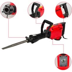 Marteau Piqueur 1700w - 60 Joules - 1900 Coups/min - Marteau De Démolition Inclus 2 Burins : Plat - à Pointe - Malette -Outils Électriques 94400351 3