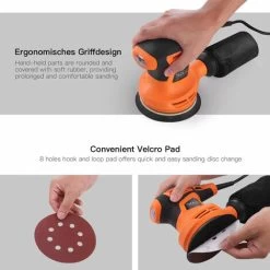 TACKLIFE Ponceuse Excentrique 280W, 6 Vitesses (6,000-13,000rpm), 10 125mm Disques Abrasifs (80 Grains) Et 3 Accessoires De Polissage (tissu Microfibre, éponge Et Laine) Inclus, Collecte De La Poussi -Outils Électriques 95135664 3
