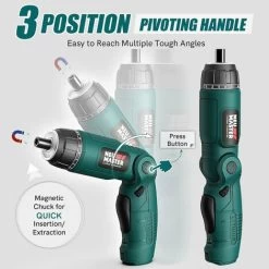 Neur Master Visseuse Sans Fil , Tournevis 4 V , Lumière Avant LED Et Affichage,poignée à 3 Positions, Li-ion 2000 MAh,Réglage Du Couple 6 + 1 Avec 1 Axe D'extension,4 N.m,200 Tr 9 Neur Master Visseuse Sans Fil , Tournevis 4 V , Lumière Avant LED Et Affichage,poignée à 3 Positions, Li-ion 2000 MAh,Réglage Du Couple 6 + 1 Avec 1 Axe D'extension,4 N.m,200 Tr -Outils Électriques 95486838 3