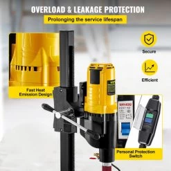 VEVOR Carotteuse A Diamant Diametre 305mm, Perceuse Au Diamant 4800W A Eau, Carotteuse A Beton Avec Roues, Appareil De Forage Diamant Guidage Et Base En Aluminium, Foreuse Au Diamant Poignee Carottier -Outils Électriques 96446086 5