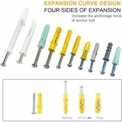 Kit De Vis Et Chevilles 200 Pièces Grand Assortiment De Vis Chevilles Pour Montage, Réparation, Construction, Forage" -Outils Électriques 97444154 4