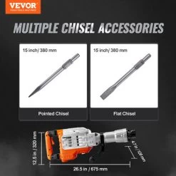 VEVOR Marteau Piqueur Perforateur Burineur Demolition 3500 W 2 Burins 1900 BPM -Outils Électriques 98403969 2